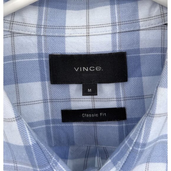 Vince Men's Shirt Size M Long Sleeve Button Up Blue Plaid - Picture 2 of 5